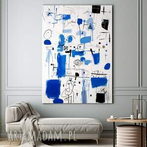 plakat biało-niebieska abstrakcja - format 61x91 cm do sypialni