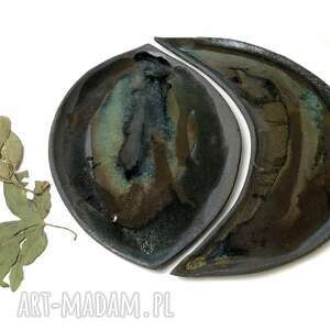 handmade ceramika ceramiczny talerz, patera z czarnej gliny "luna negra"