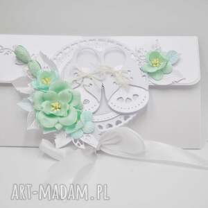 olwik art pamiątka chrztu świętego - kartka kopertowa z wstążką scrapbooking