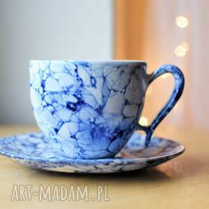 handmade ceramika filiżanka ceramiczna marmur niebieska 270ml