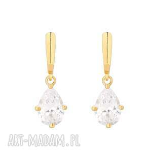 złote kolczyki z cyrkoniami kryształ, srebro, pozłacane