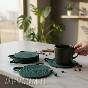 Prezent Zestaw podkładek ze sznurka pod kubek Koty na Ps29