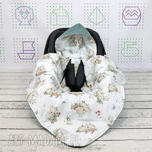 bawełniany kocyk do fotelika infant - koala biel otulacz nosidełka