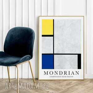 plakat mondrian with yellow - format 50x70 cm wnetrza