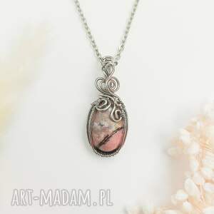 Prezent Naszyjnik Rodonit stal chirurgiczna wisiorek handmade