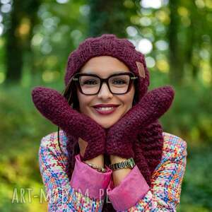 “Bordo”, merino, rękawiczki z jedwabiem