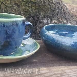 Prezent Ceramika - zestaw śniadaniowy, filiżanka z talerzykiem, miska