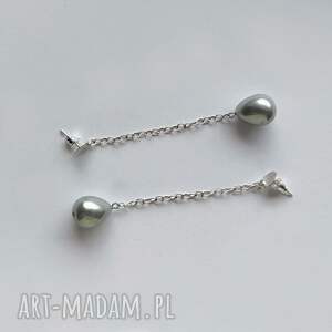 okrąg kolczyki, srebro, perła, zmatowione