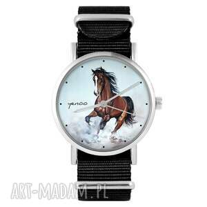 ręcznie wykonane zegarki zegarek - koń brązowy czarny, nylonowy