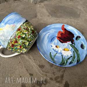 Porcelanowa filiżanka ręcznie malowana Łąka i chmury