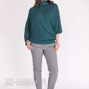 ręcznie zrobione swetry sweter oversize, swe049 morski mkm
