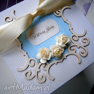 handmade scrapbooking kartki eksplodujące pudełko ślubne na wręczenie