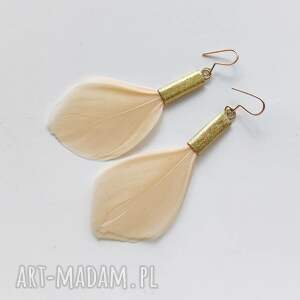 oryginalny prezent, katarzyna kaminska piórko kolczyki mosiądz