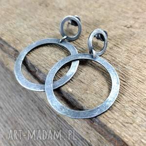 Kolczyki - sztyfty z satynowymi kołami, srebro oksydowane, 925