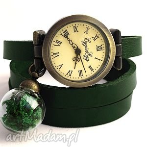 handmade zegarki prawdziwy mech - zegarek/bransoletka na skórzanym pasku