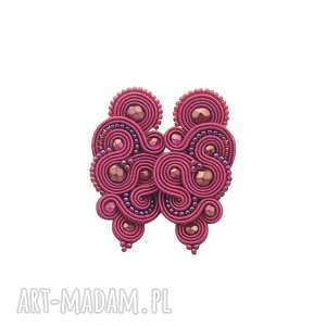 kolczyki mirino magenta soutache