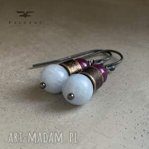 Baby Blue żne, srebrne bigle, nowoczesne kolczyki