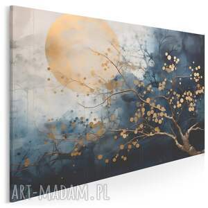 Obraz do salonu - DRZEWO GAŁĘZIE KSIĘŻYC NOC ABSTRAKCJA - 70x50 cm
