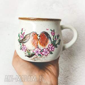 kubek artystyczny - zakochane ptaki do herbaty, kawy