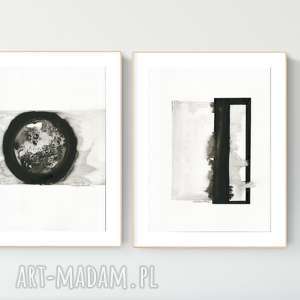 zestaw 2 grafik 30x40 cm wykonanych ręcznie, abstrakcja, elegancki minimalizm, obraz