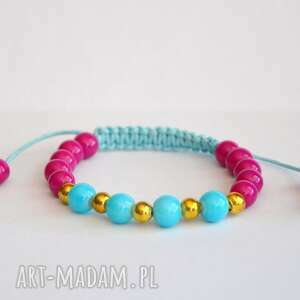 handmade shamballa na błękitnym sznurku