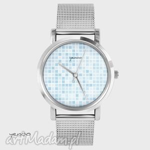 ręczne wykonanie zegarki zegarek, bransoletka - pixel niebieski