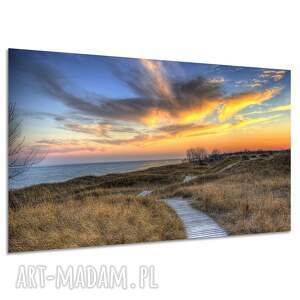 Obraz na płótnie do salonu - plaża, wydmy i kładka 120x80 cm