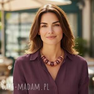 naszyjnik feboo tala peach plum, ceramika na rzemieniach, naszyjnik z ceramką