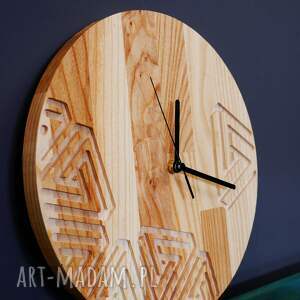 zegar ścienny z drewna dębowego,frez,wzór nr 2, wzory geometryczne