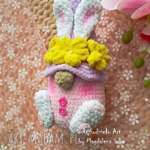 gnom/skrzat/królik wielkanocny na szydełku, wielkanocna dekoracja, krasnal