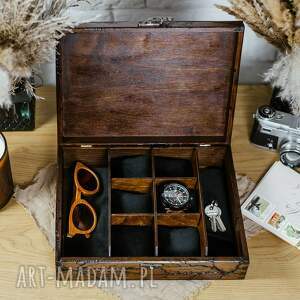 szkatułka na zegarki, prezent, skrzyneczka biżuterie drewno