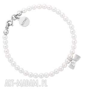 handmade srebrna bransoletka z białych pereł swarovski® crystal