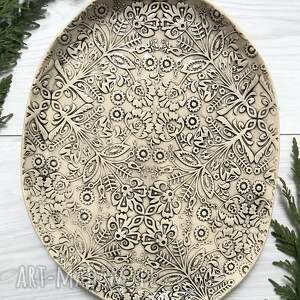 dekoracyjny folk talerz etno talerzyk, ceramiczna patera na przekąski