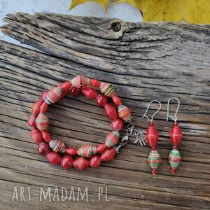 jesienna energia - komplet biżuterii z ręcznie robionych koralików kolczyki