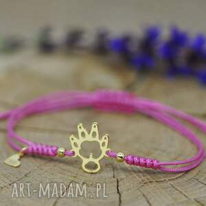 świnka morska bransoletka, srebro 925 pozłacane, łapka