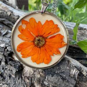 handmade naszyjniki naszyjnik z pomarańczową margerytką z156