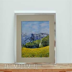 góry - akwarela lato w górach, górska panorama, górski krajobraz