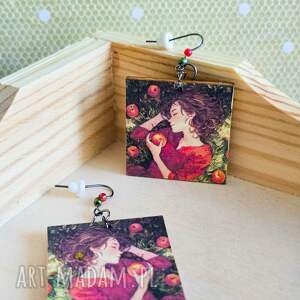 kolczyki wiszące - miłośniczka jabłek nastolatki, córki