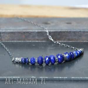 Naszyjnik z lapis lazuli, srebro oksydowane, kamienie naturalne