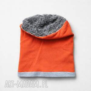 czapka damska szaro pomarańczowa, dobra na codzienne noszenie
