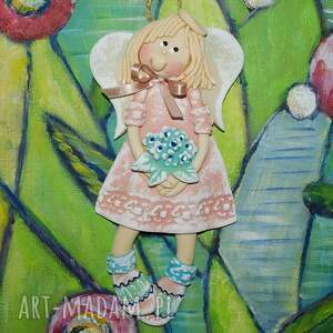 Prezent Bukiet dla Ciebie mam - aniołek z masy solnej