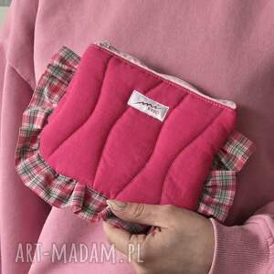 w kratkę z falbanką, pikowana kosmetyczka, saszetka