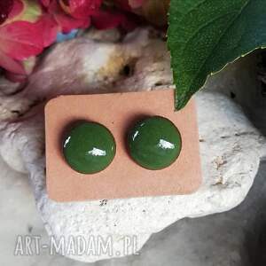 ceramiczne kolczyki zielone sztyfty antyalergiczne ze stali chirurgicznej - biżuteria