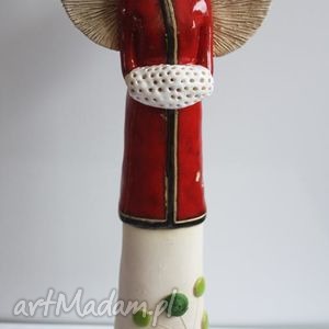 handmade ceramika anioł w kubraczku z ocieplaczem