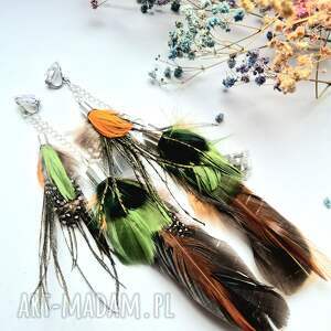 Klipsy rekodzielo kolorowe pióra lekkiej bardzo efektowne zrobione