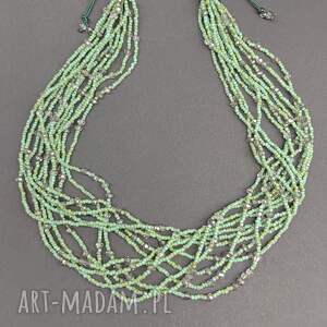 Naszyjnik Krótki Trawertyn Zielone Toho Kryształki