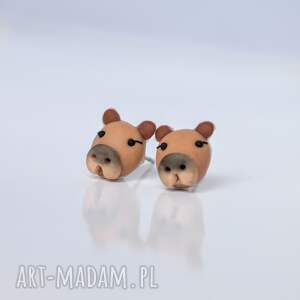 realistyczne kolczyki kapibary 3d - mini zwierzątka ręcznie robione ok 12 mm