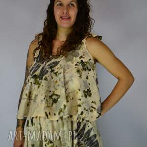 Barwiona roślinami, ręcznie robiona Dzika Bluzka Jesienny Las