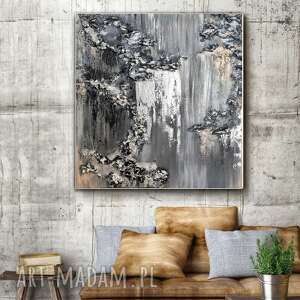 kopalnia srebra - obraz do salonu ręcznie malowany abstrakcyjny prezent