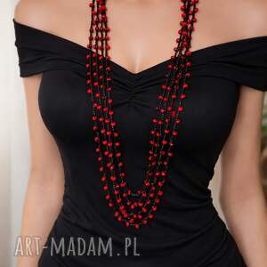Naszyjnik Red Passion - Ręcznie Pleciony, korale handmade